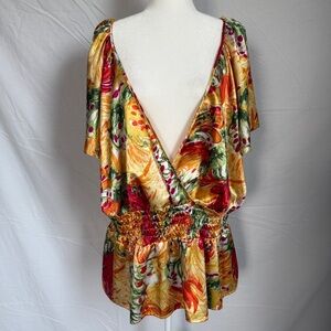 Ashley Stewart Multicolor euro v neck Blouse